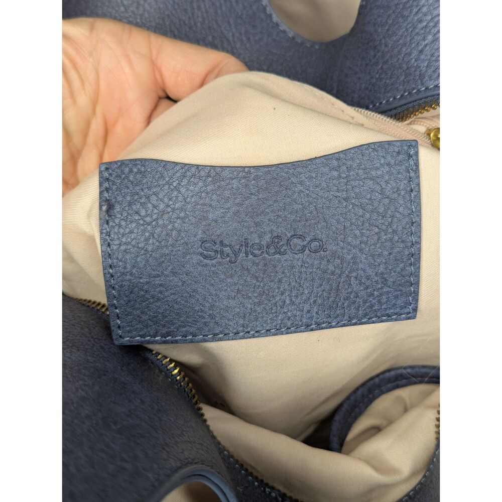 Style & Co Whip Stitch Soft 4 Poster Tote Handbag Purse Blue - Picture 4 of 13